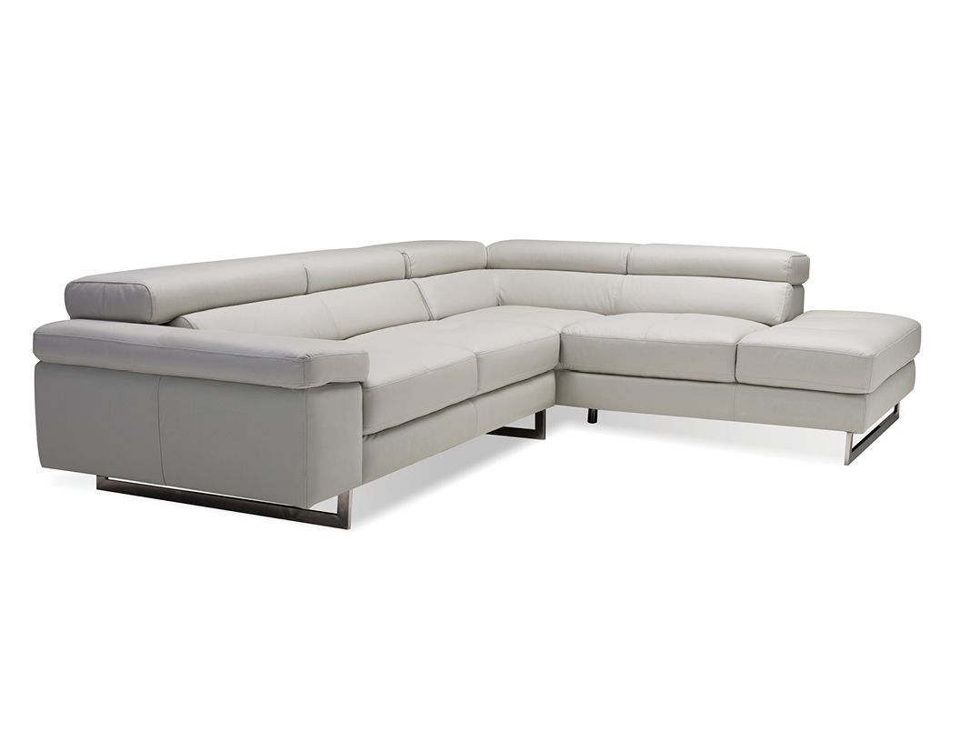 SYNCRO  Sectional RSF  Titanium Grey Top Grain Leather/Polished Steel Legs
