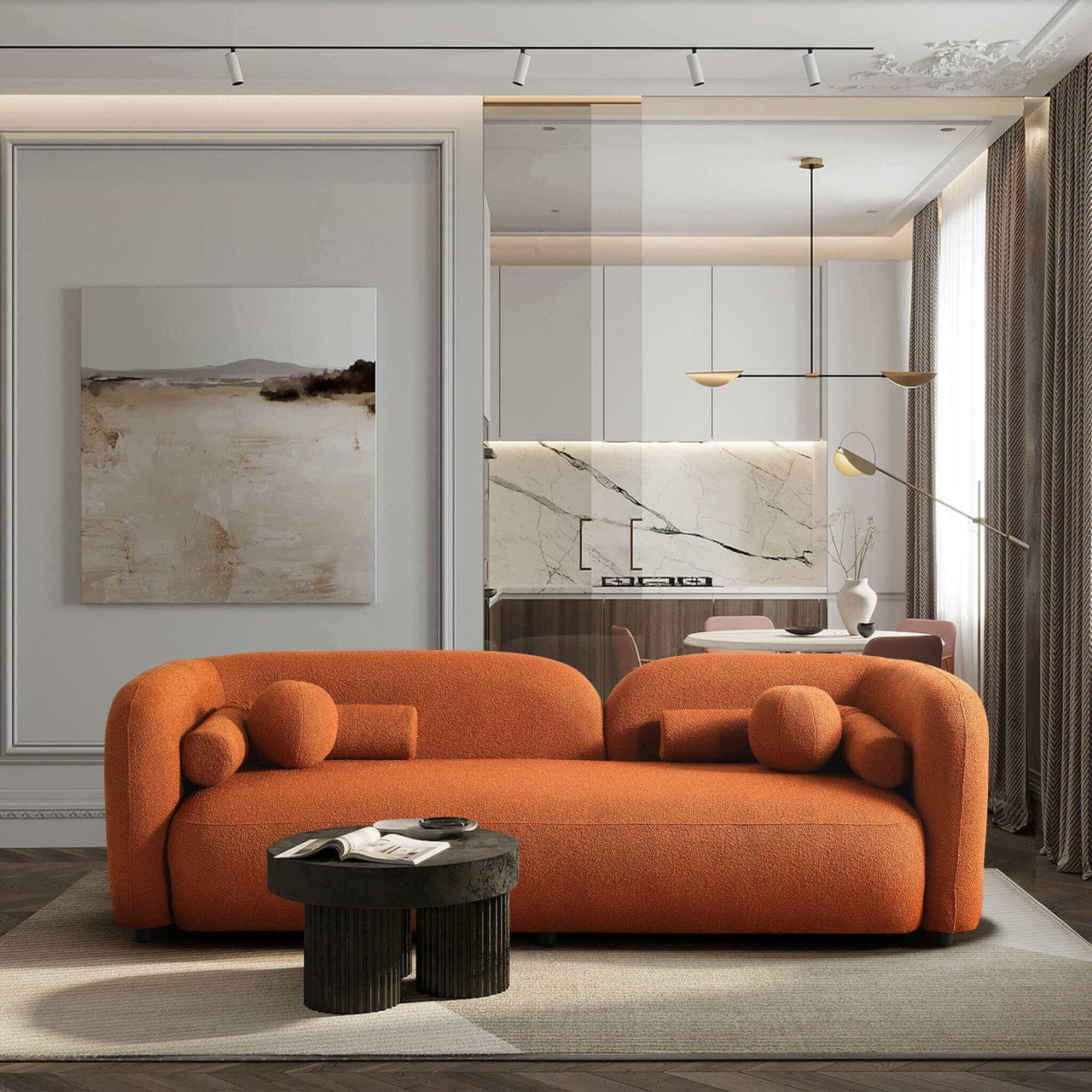 Donna Japandi Style Boucle Sofa - Orange| Zin Home – zinhome