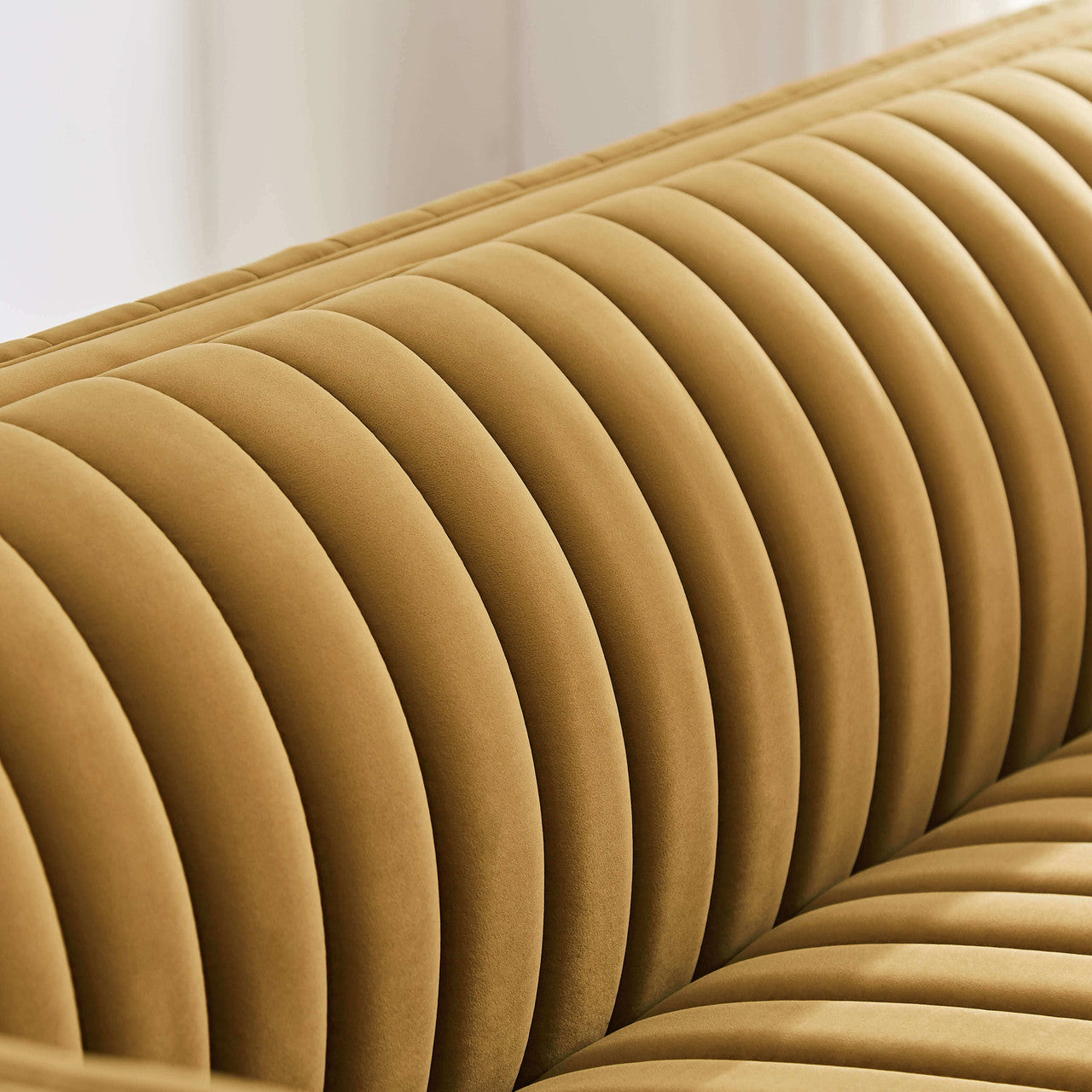 Dominic Channel Tufted Velvet Sofa - Yellow