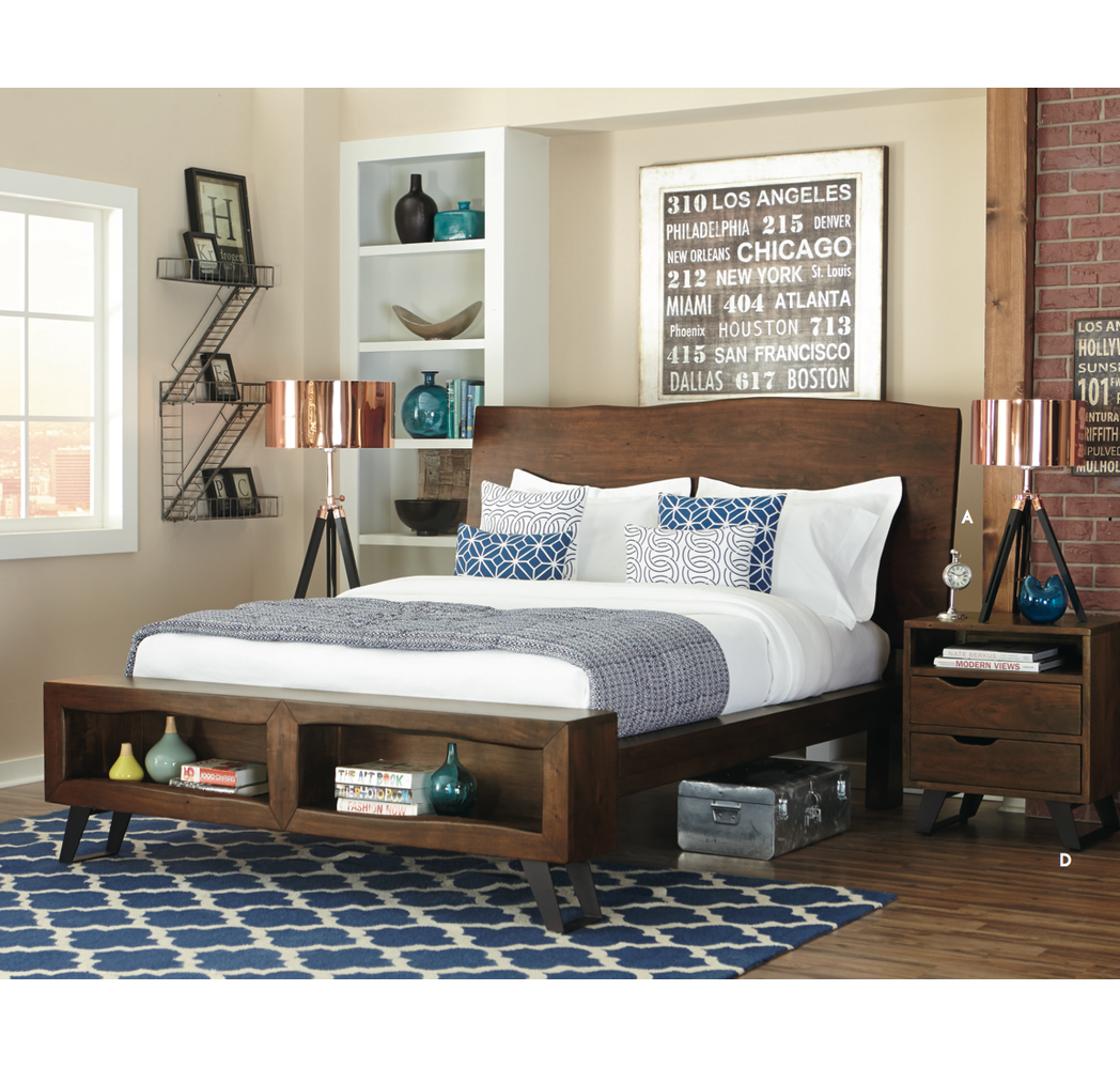 Brooklyn Loft Solid Wood 2 Drawer Nightstand