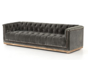 Maxx Sapphire Birch Fabric Upholstered Modern Tufted Sofa