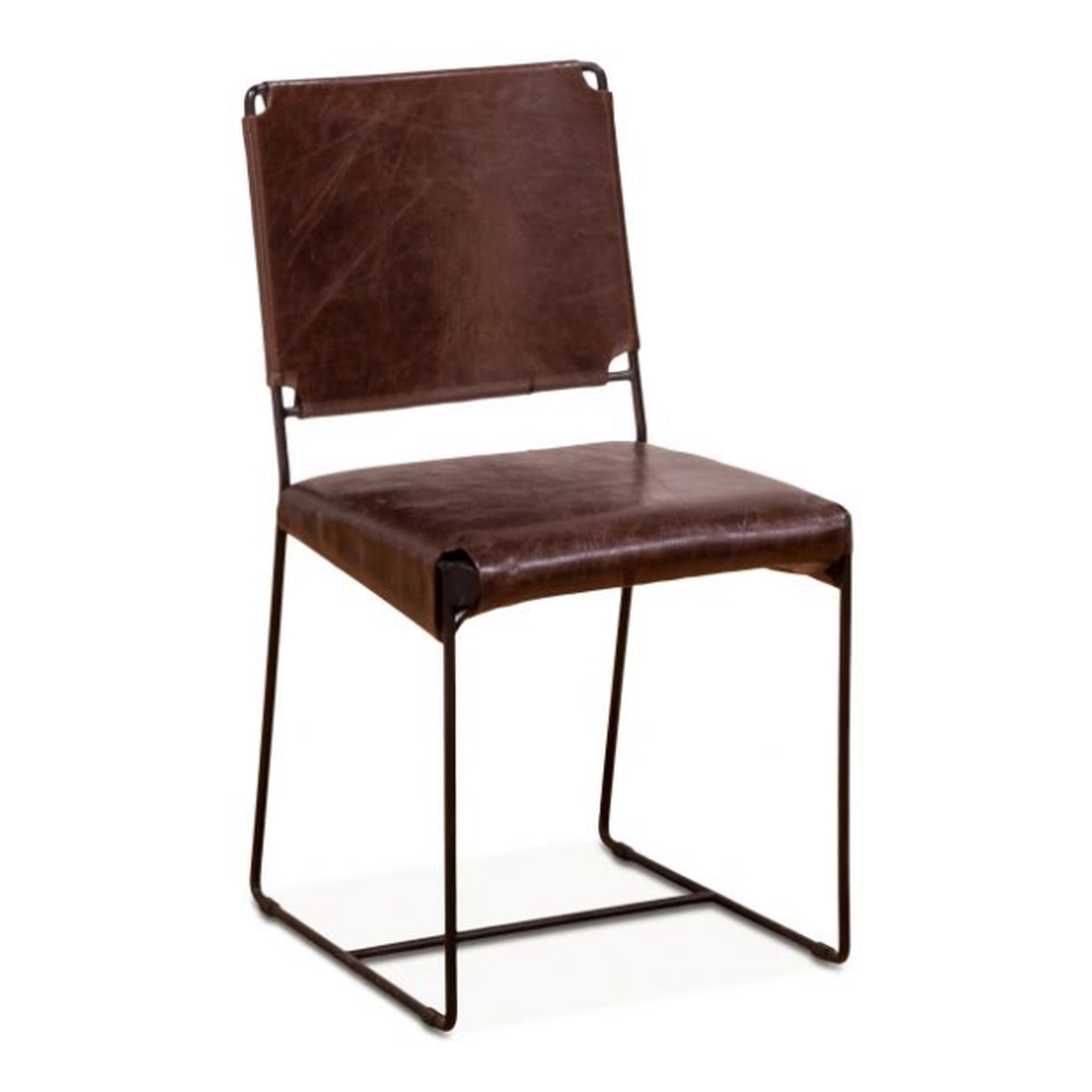 New York Iron and Chocolate Leather Dining Chair