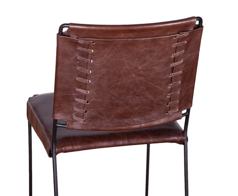 New York Iron and Chocolate Leather Dining Chair
