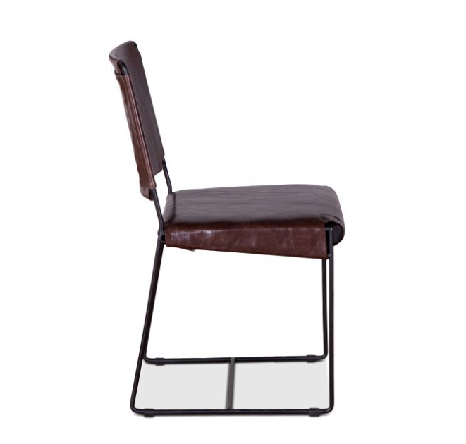 New York Iron and Chocolate Leather Dining Chair