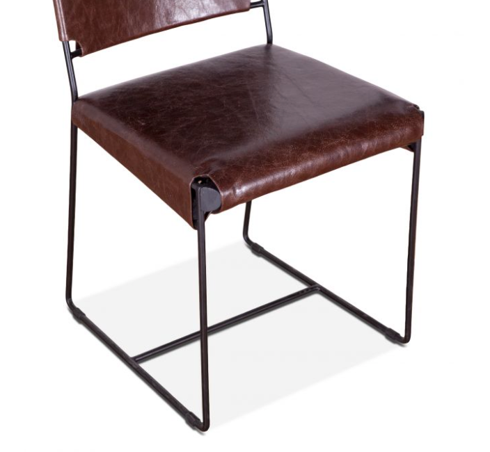 New York Iron and Chocolate Leather Dining Chair