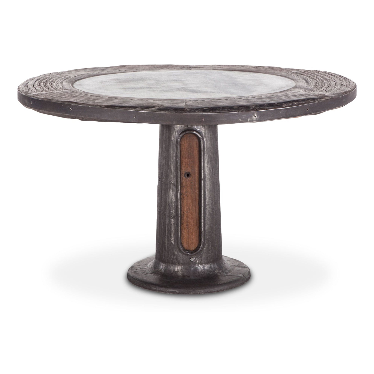 Industrial Loft Wagon Wheel Round Dining Table with Marble