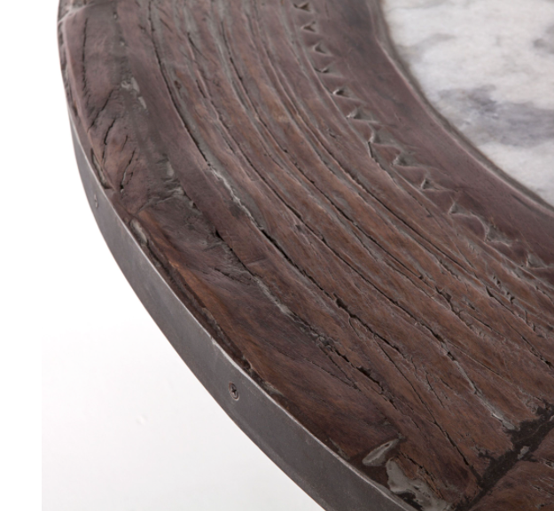 Industrial Loft Wagon Wheel Round Dining Table with Marble