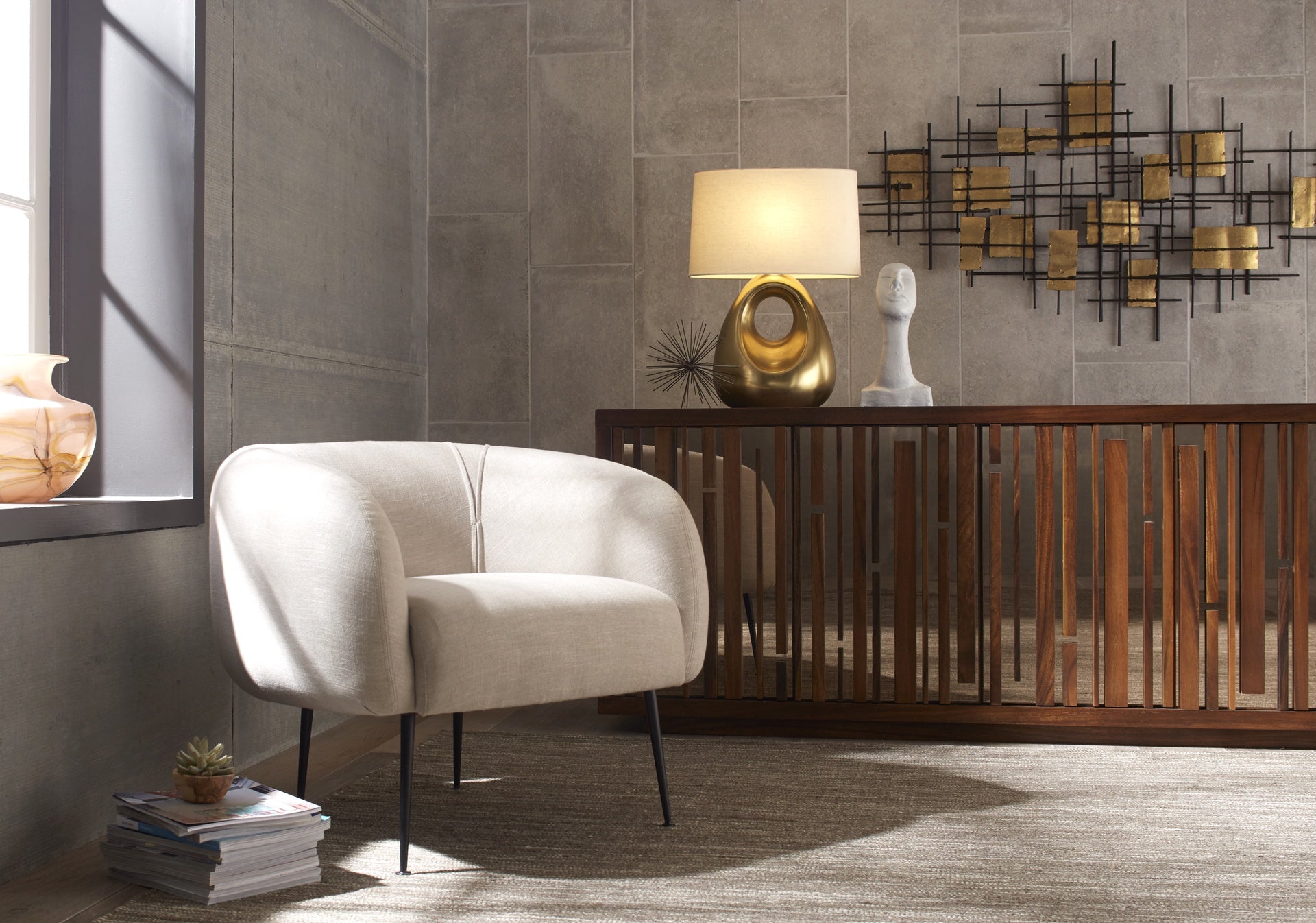 Sepli White Boucle Accent Chair by Urbia