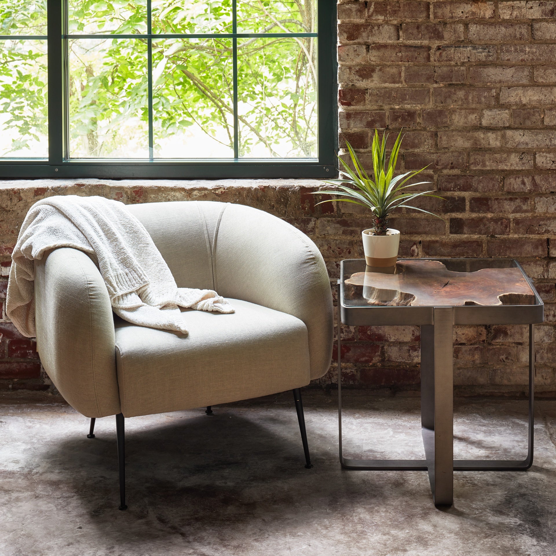 Sepli White Boucle Accent Chair by Urbia
