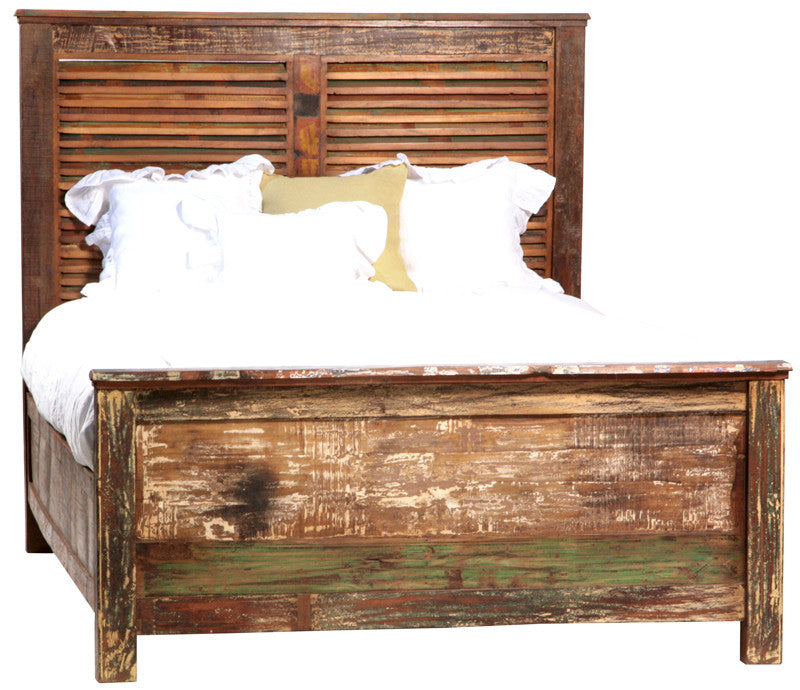 Vintage Reclaimed Wood Shabby Chic King Size Bed