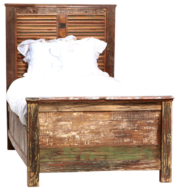 Vintage Shabby Chic Twin Size Panel Bed Frame