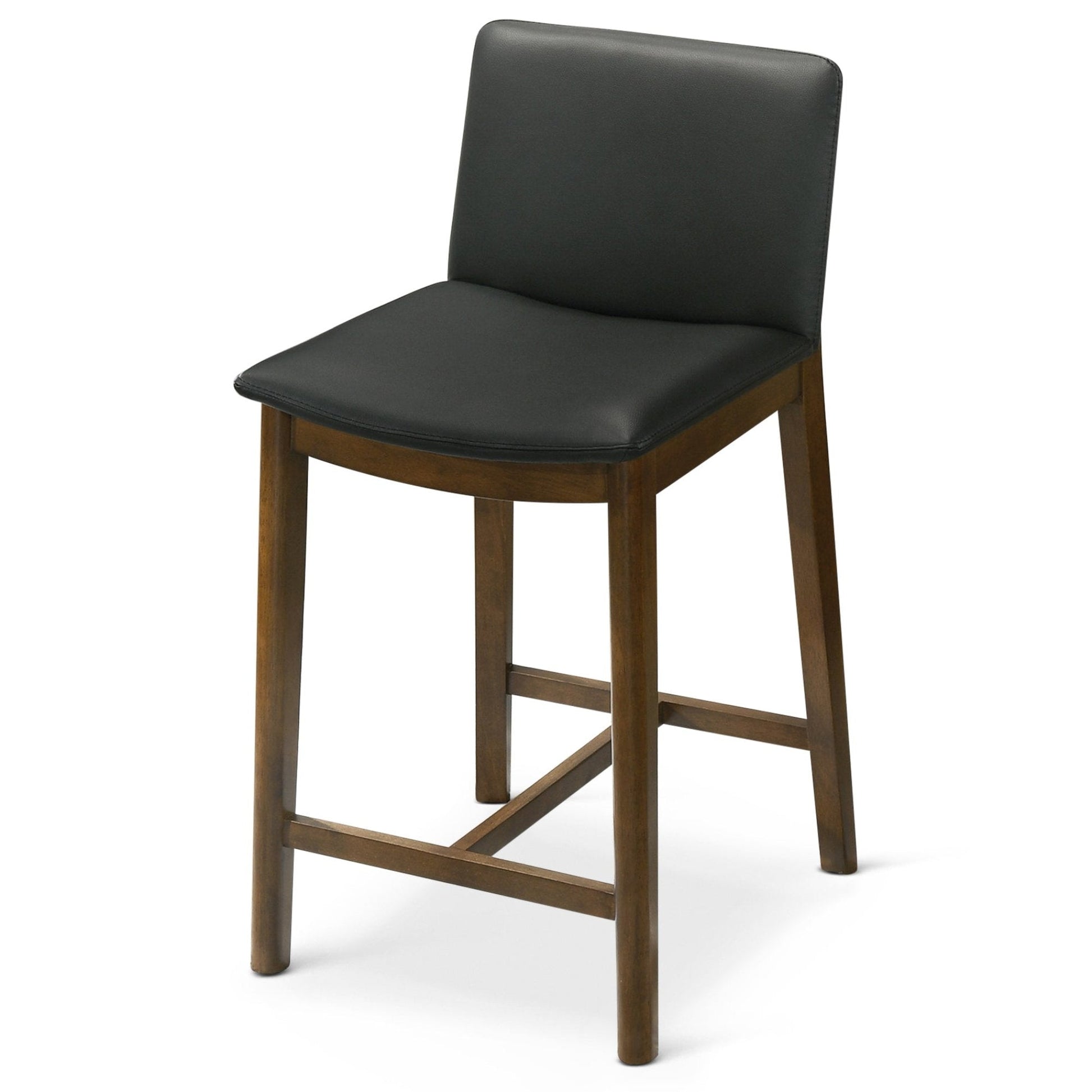 Shannon Mid-Century Modern Black Vegan Leather Counter Stool
