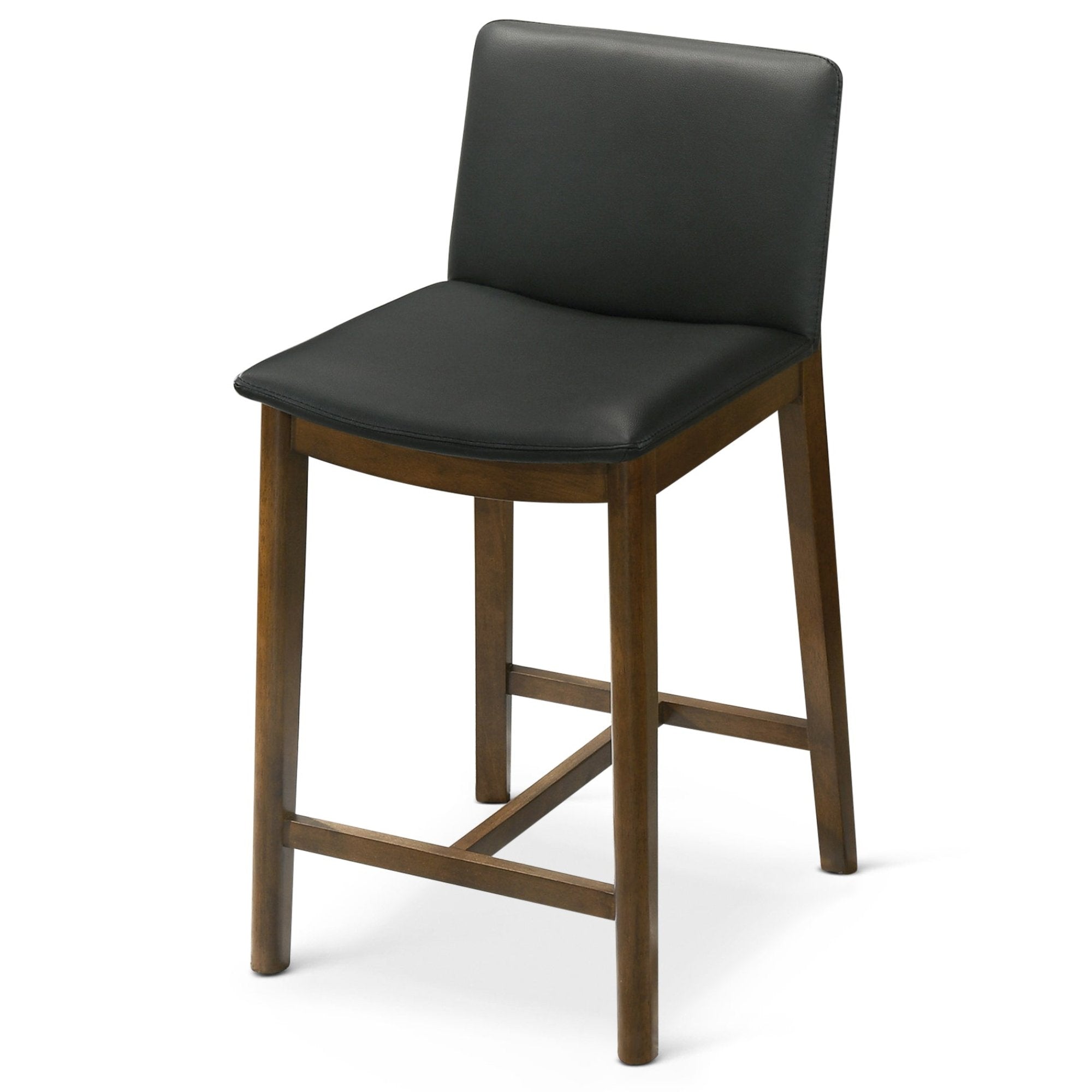Shannon Mid-Century Modern Black Vegan Leather Counter Stool