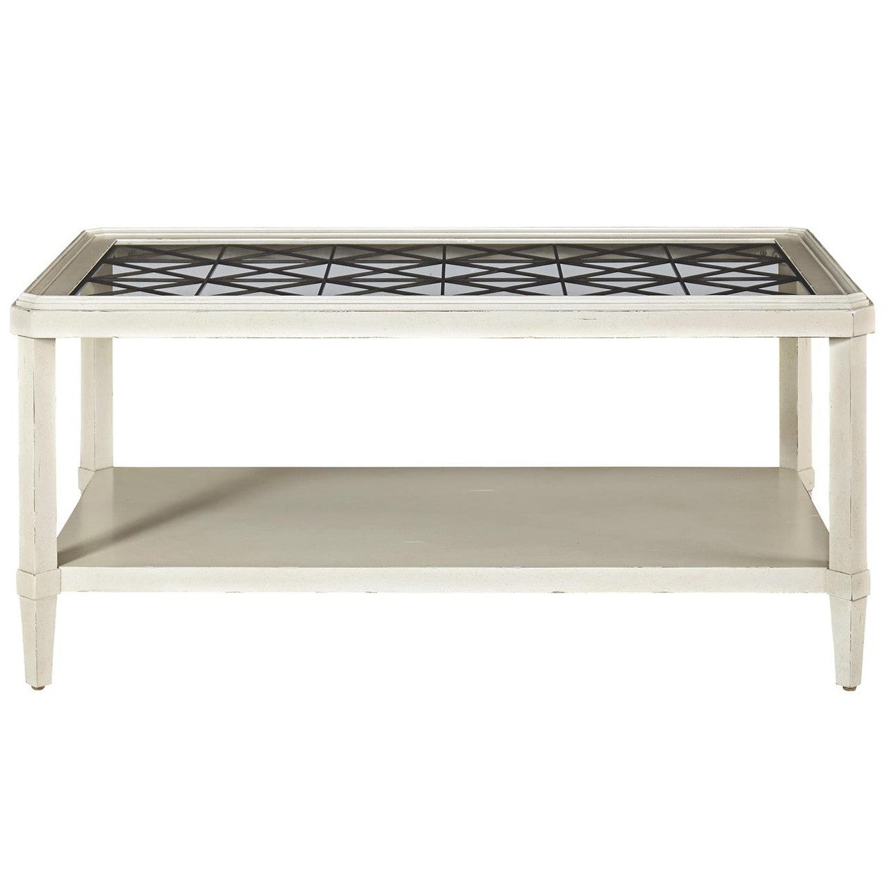 Sojourn French Country Glass Top Cocktail Table - White
