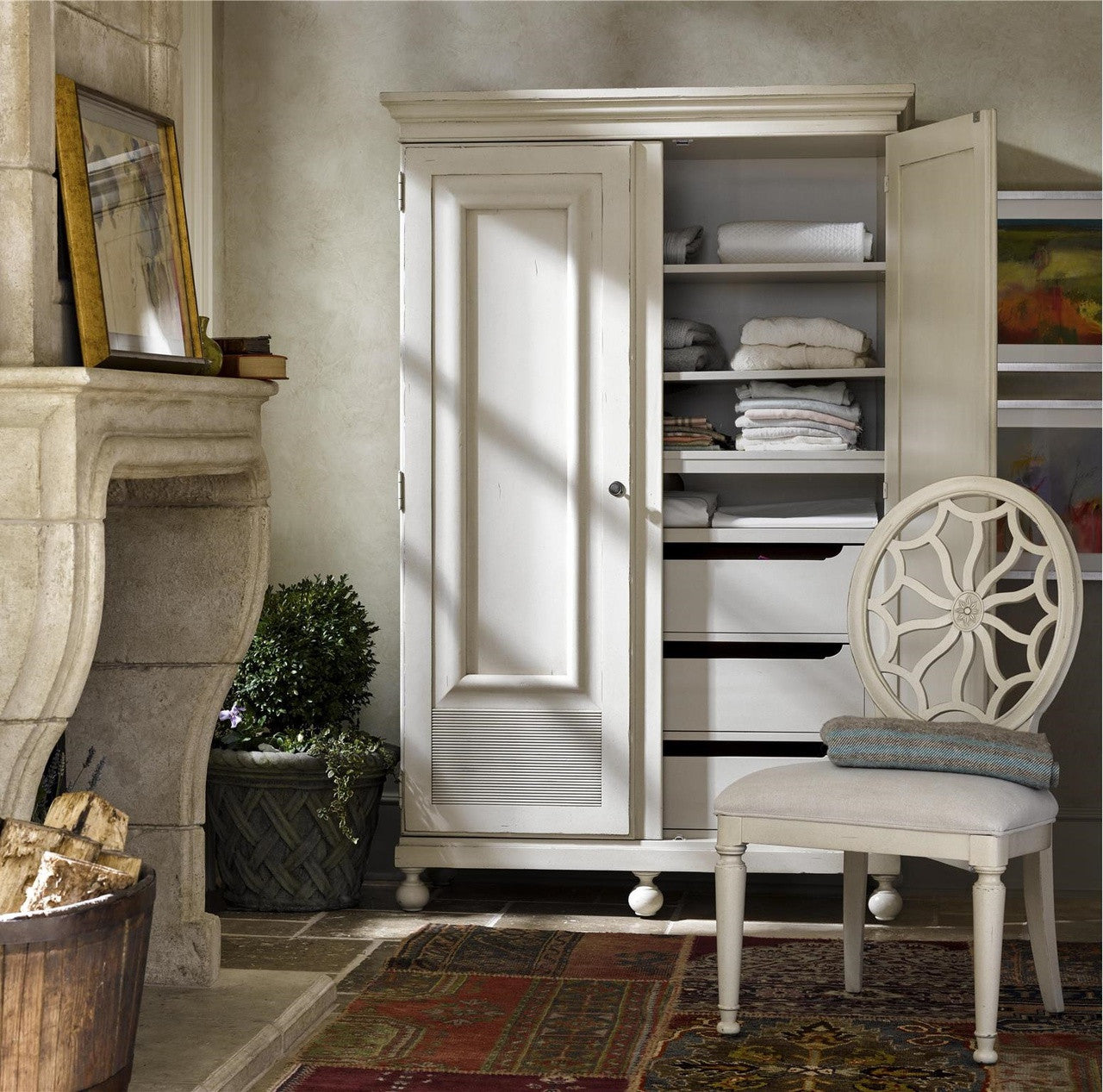 Sojourn French Country White Bedroom Armoire Wardrobe