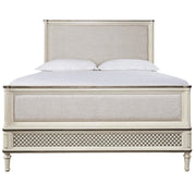 Sojourn French Upholstered Queen Size Panel Bed Frame- White