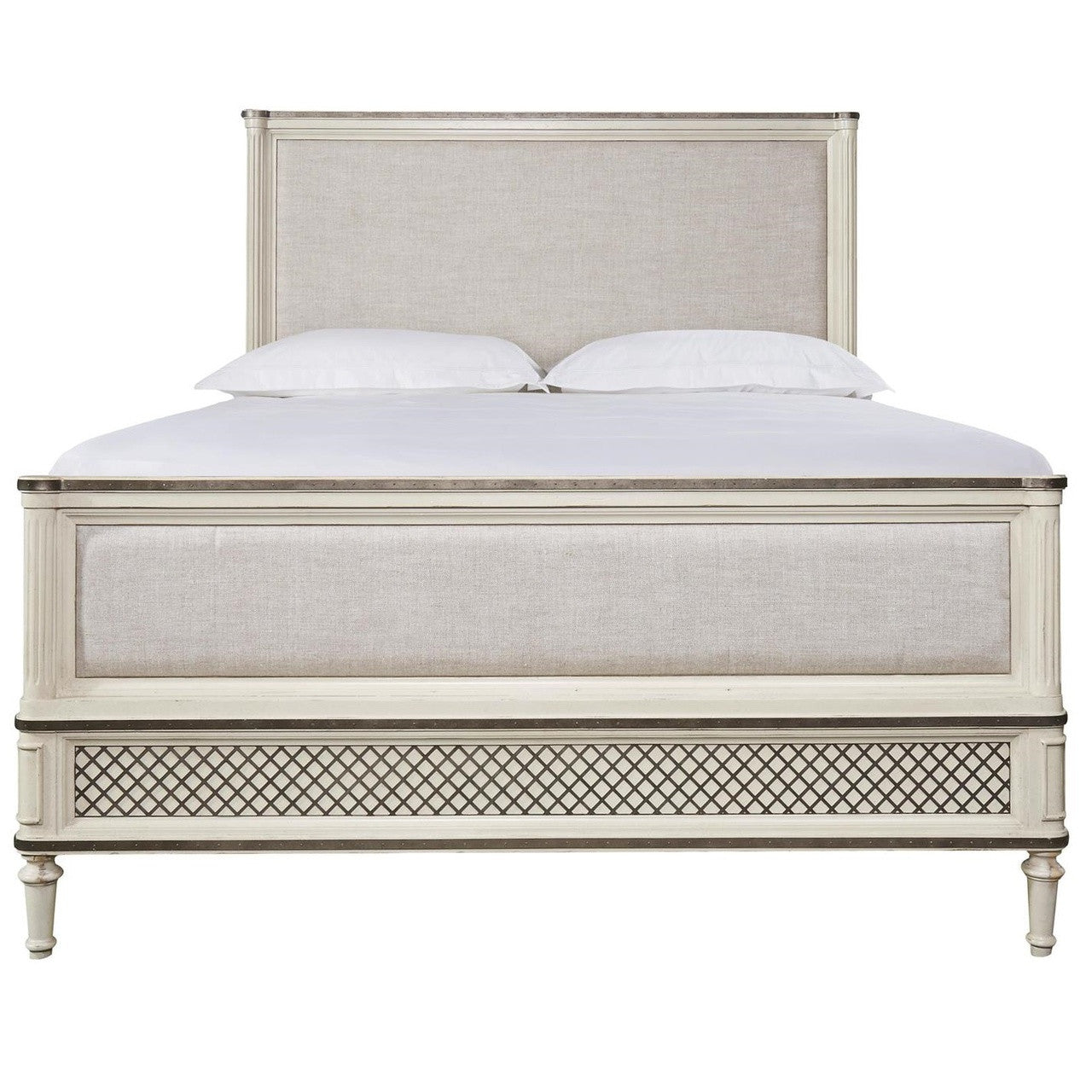 Sojourn French Upholstered Queen Size Panel Bed Frame- White