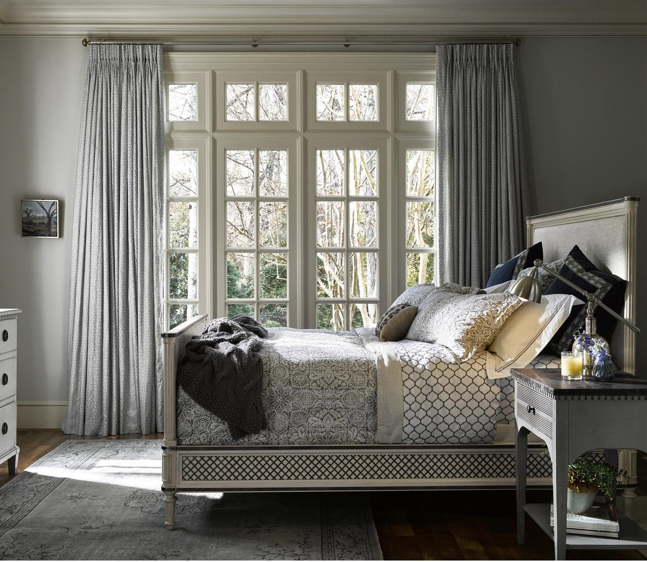 Sojourn French Upholstered Queen Size Panel Bed Frame