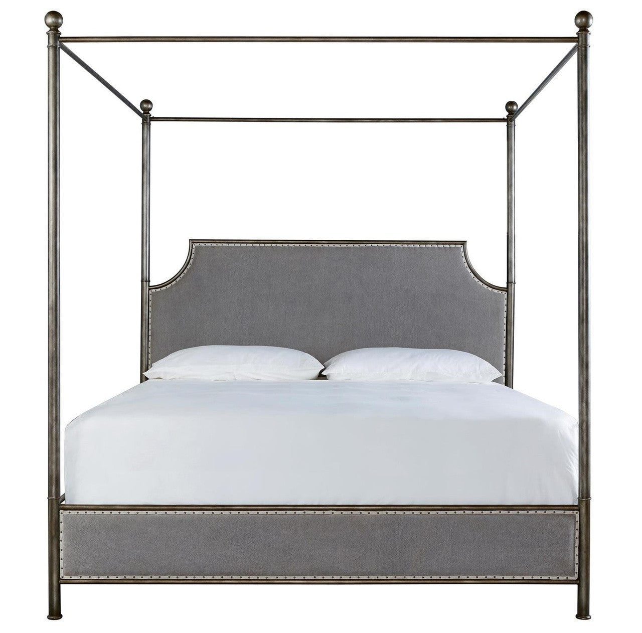 Sojourn Respite Grey Linen Upholstered Canopy Bed