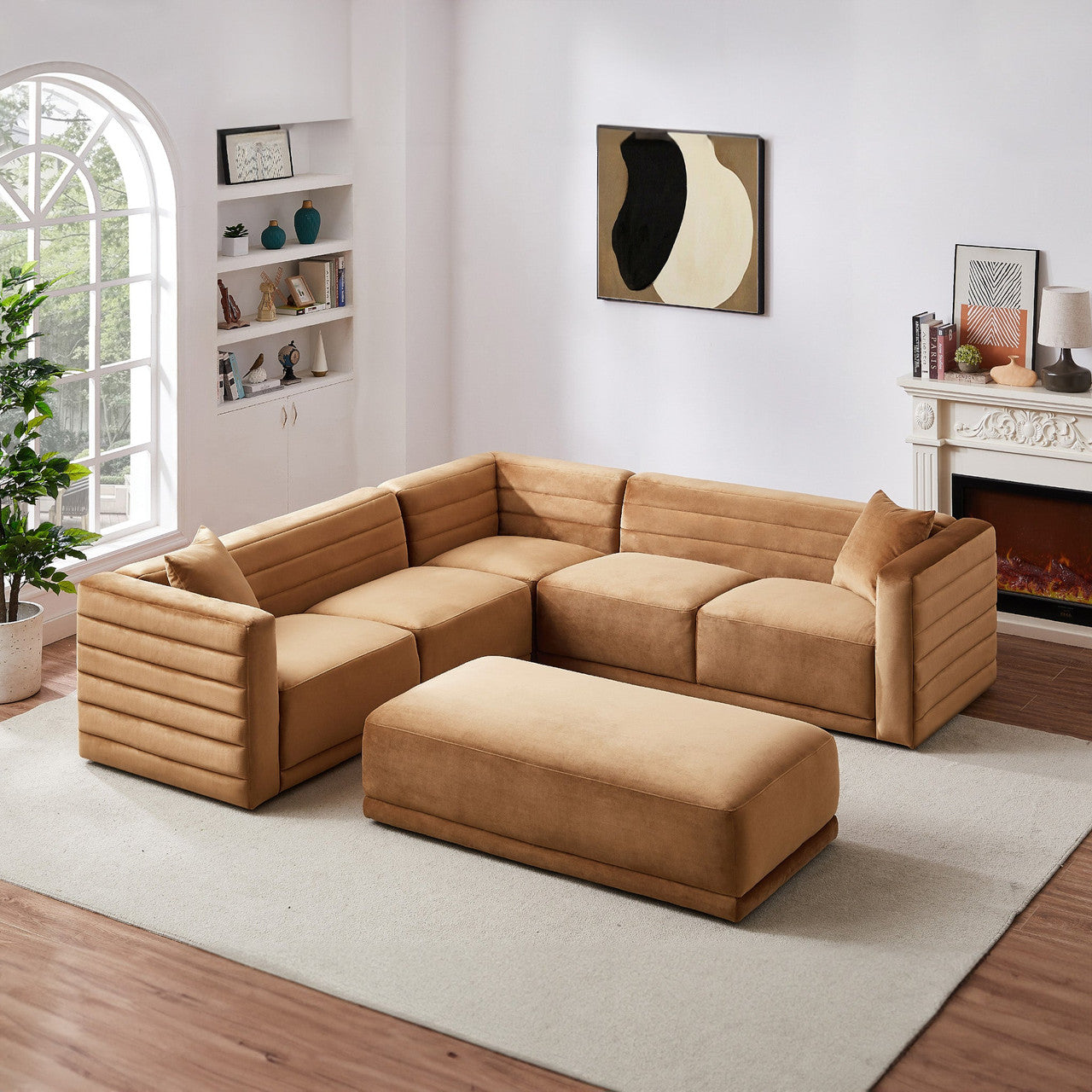 Solo Modular Corner Sectional  Sofa - Cognac