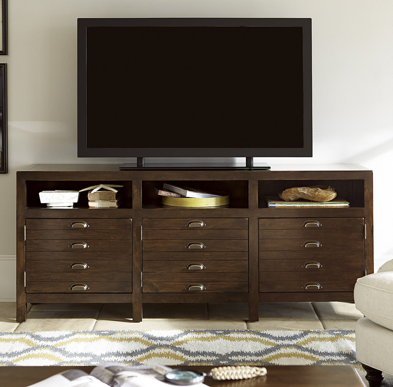 Sonoma Vintage Brown Media Console with Doors