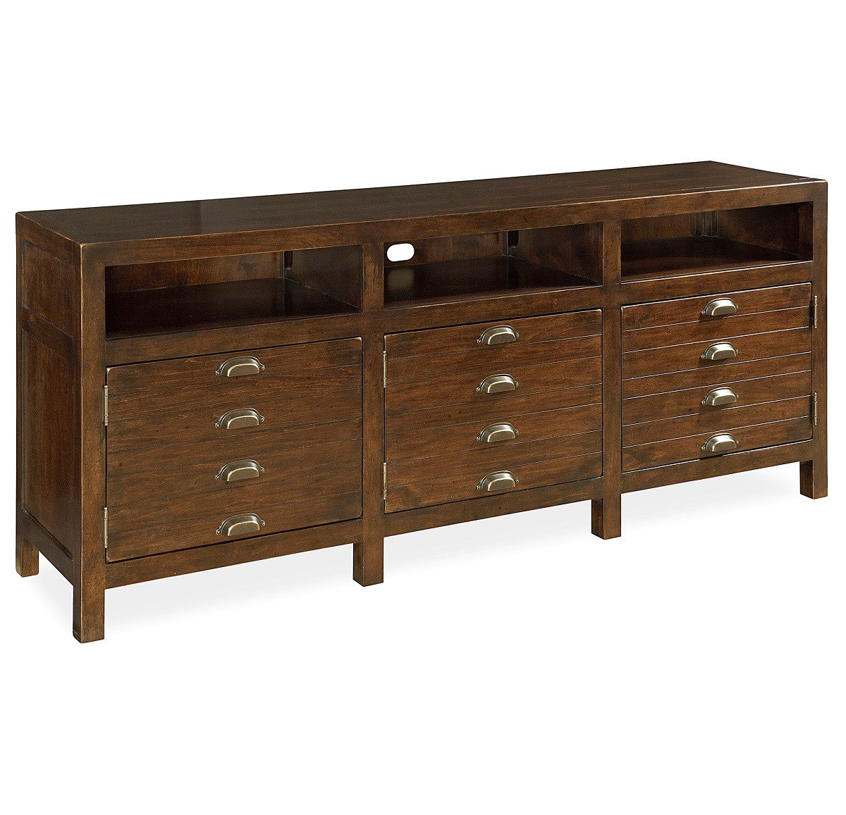 Sonoma Vintage Brown media console cabinet with open shelf