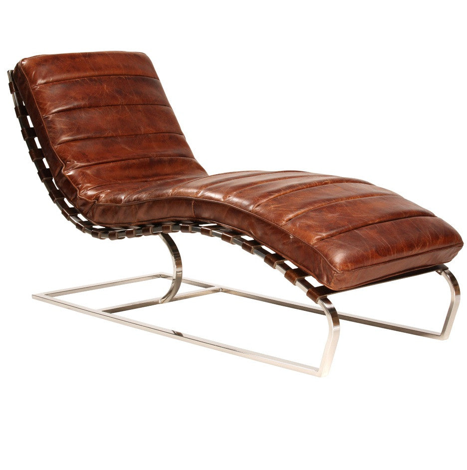 St. James Vintage Cognac Leather Chaise Lounger