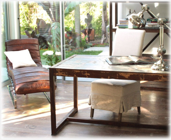 St. James Vintage Cognac Leather Chaise Lounger