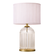 Nebulis Table Lamp | Gold Accents and Pink Pleated Shade