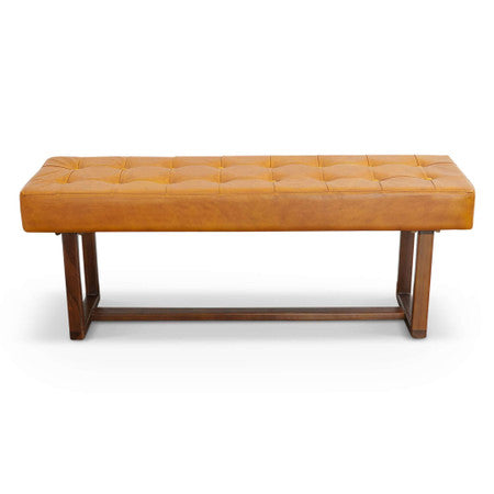 Cameron Tan Leather Bench - 51"