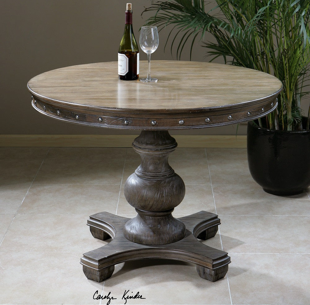 Sylvana Grey Round Pedestal Kitchen Table 42"