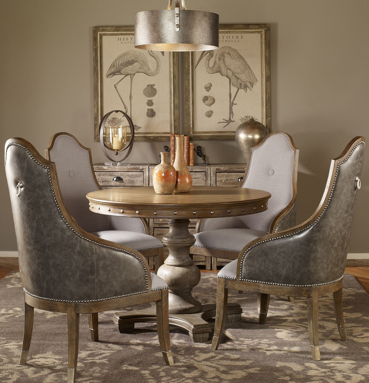 Sylvana Pine Wood Round Pedestal Table 42"