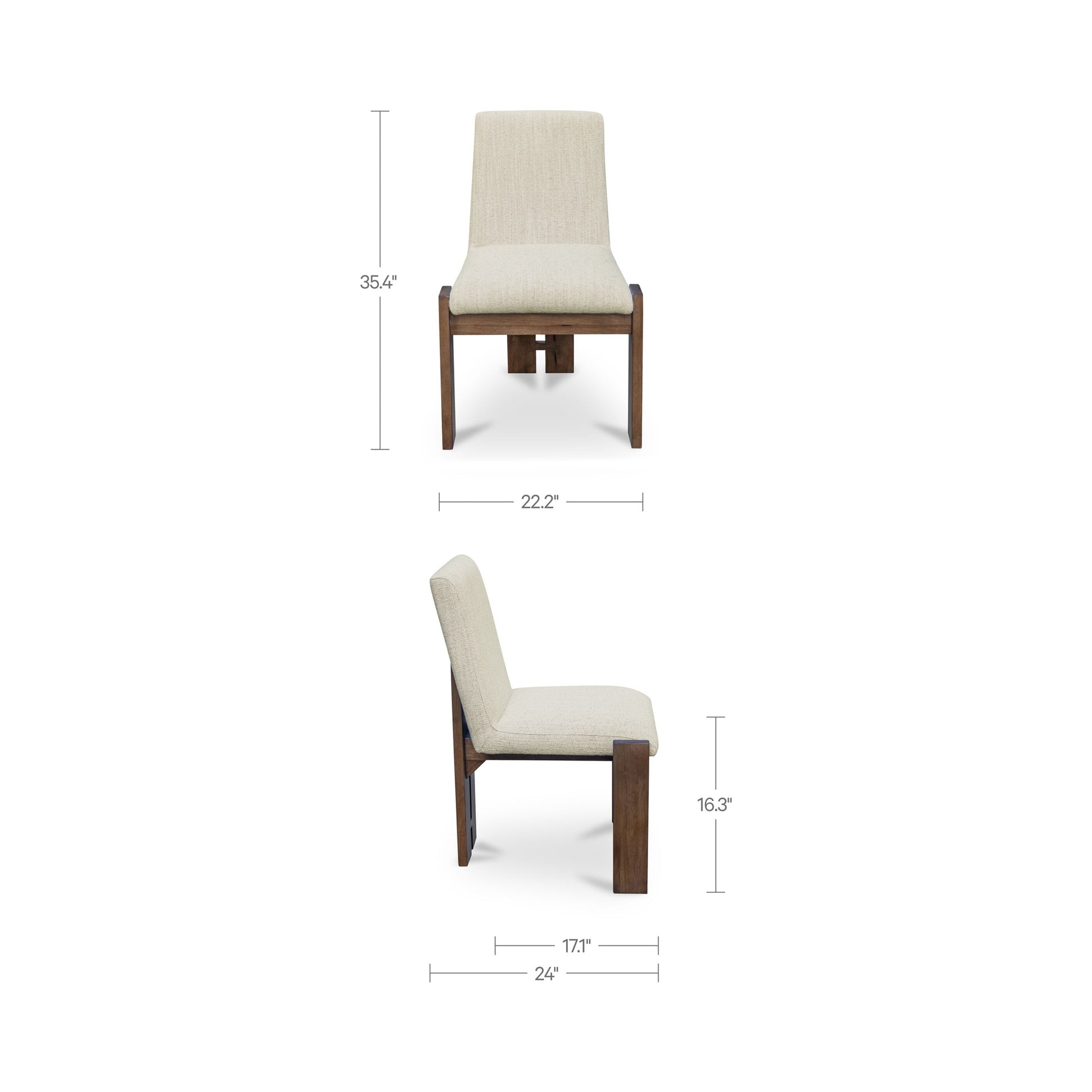 Mia Dining Chair Beige-Set of Two by Moe's Home Collection - view 3