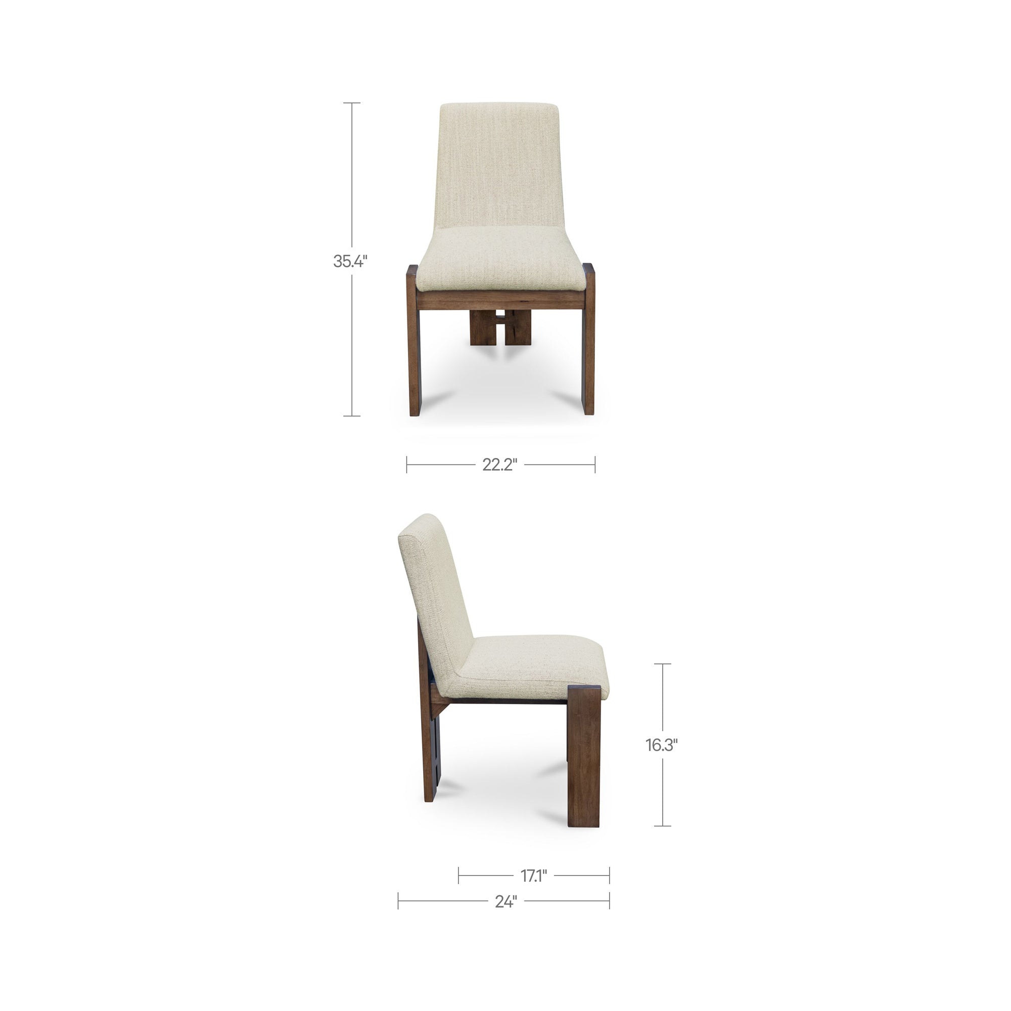 Mia Dining Chair Beige-Set of Two by Moe's Home Collection - view 3