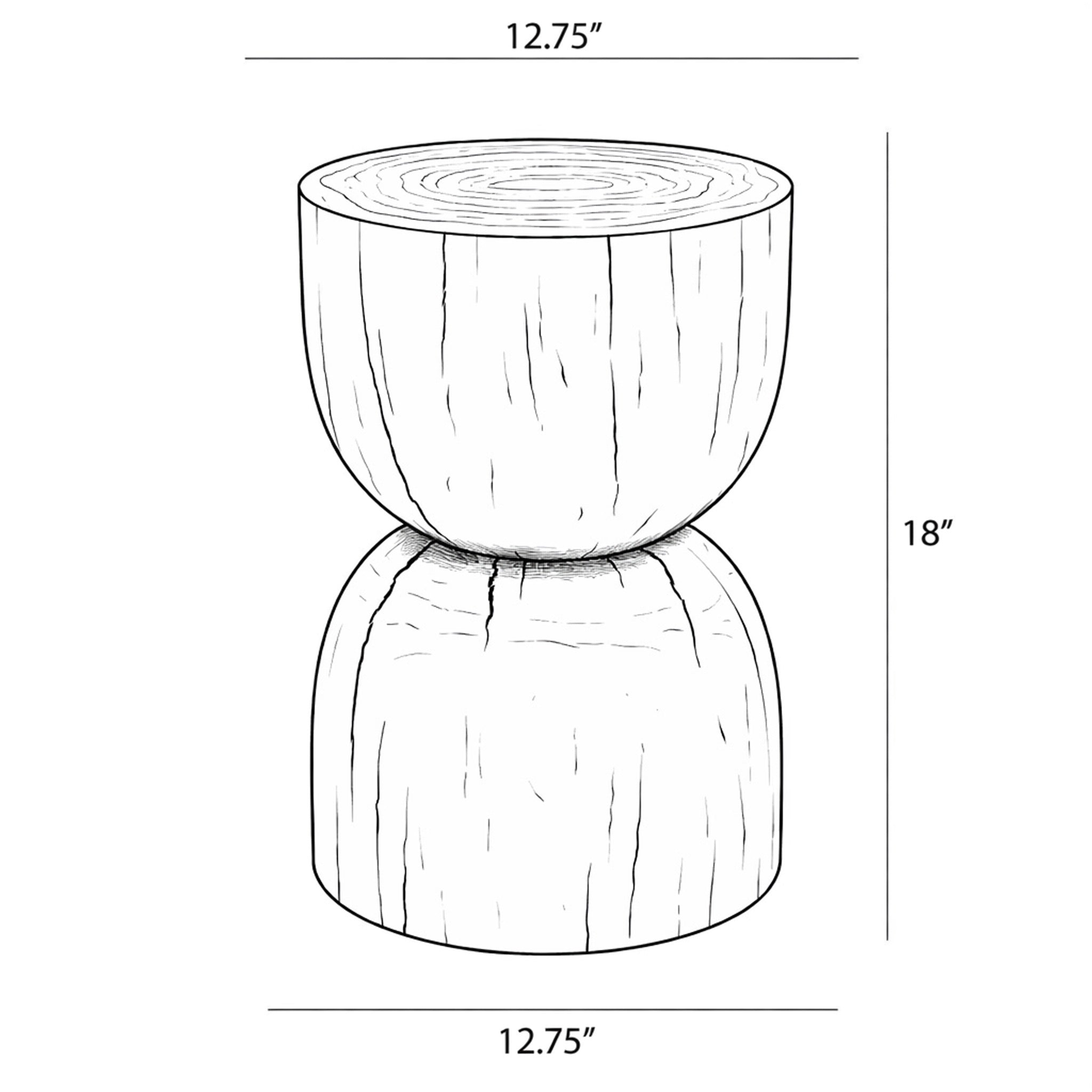 Pensri End Table Natural Wood by Urbia - dimensions drawing