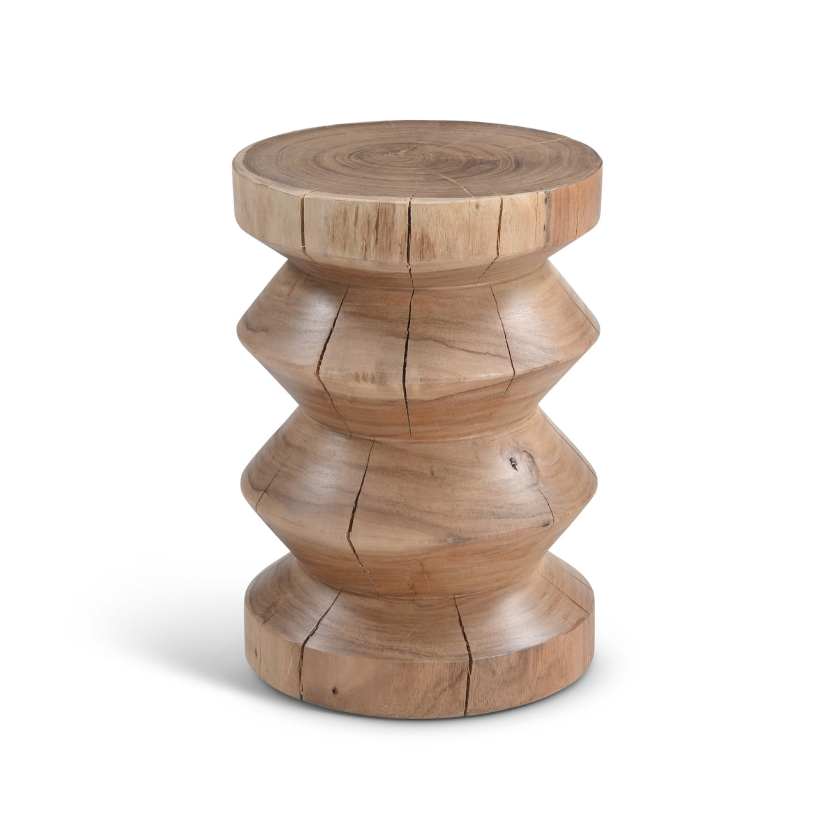 Asnee End Table Natural Wood by Urbia - front view