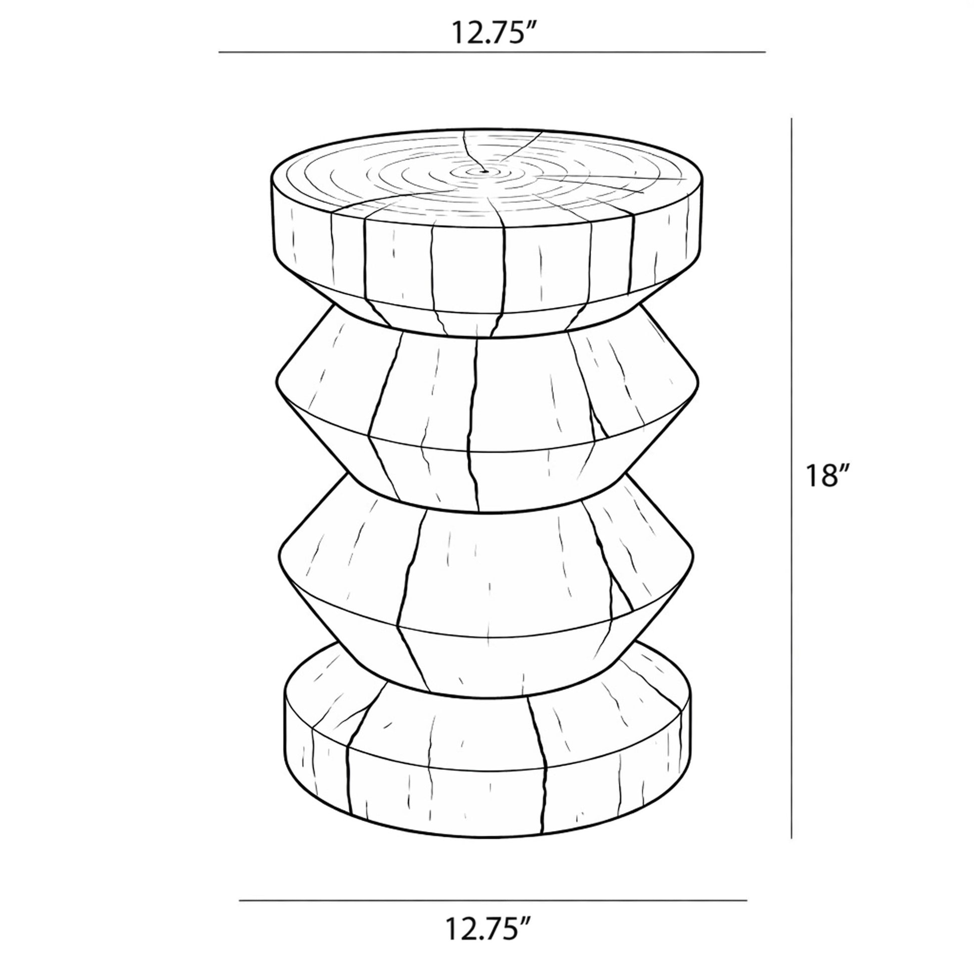 Asnee End Table Natural Wood by Urbia - dimensions drawing