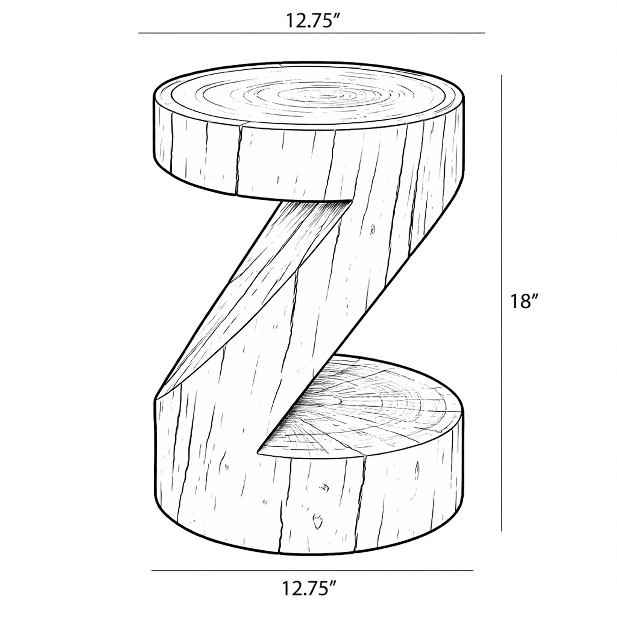 Anchali End Table Natural Wood by Urbia - dimensions drawing