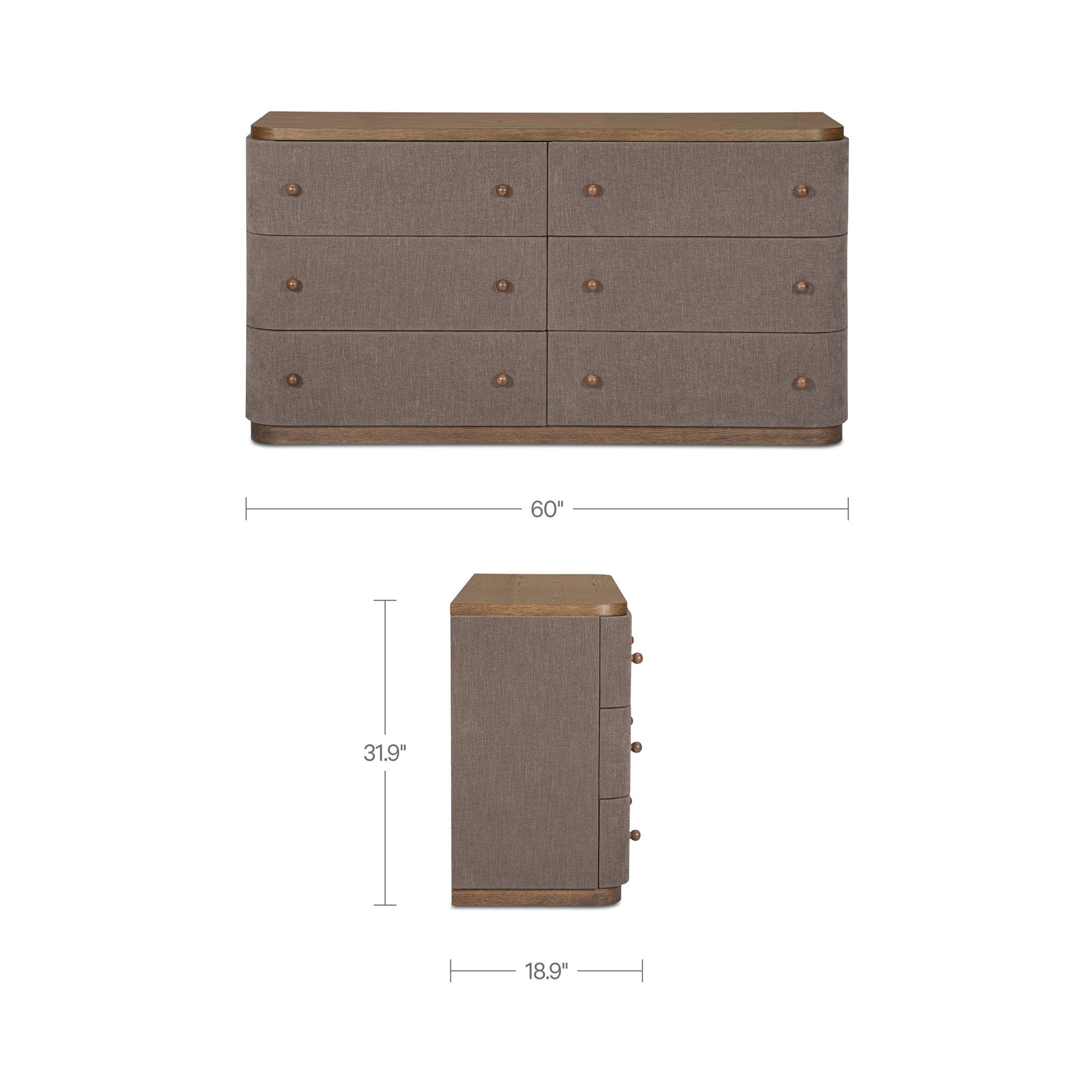 Simone 6 Drawer Dresser Brown by Moe's Home Collection - view 3