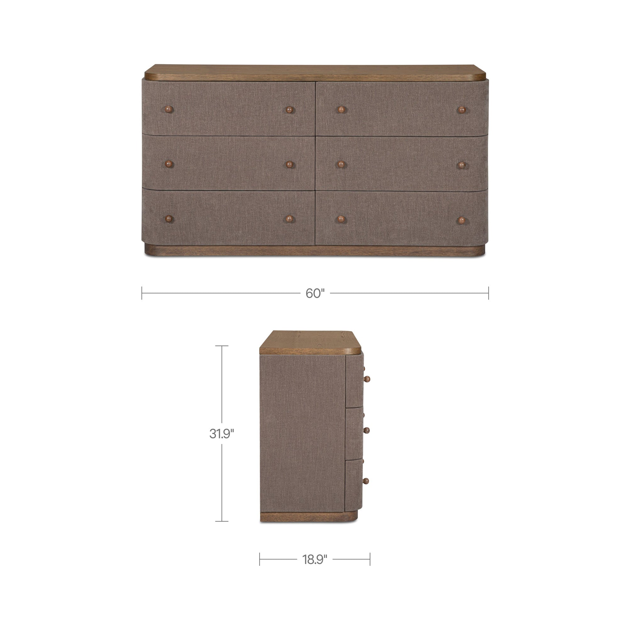 Simone 6 Drawer Dresser Brown by Moe's Home Collection - view 3