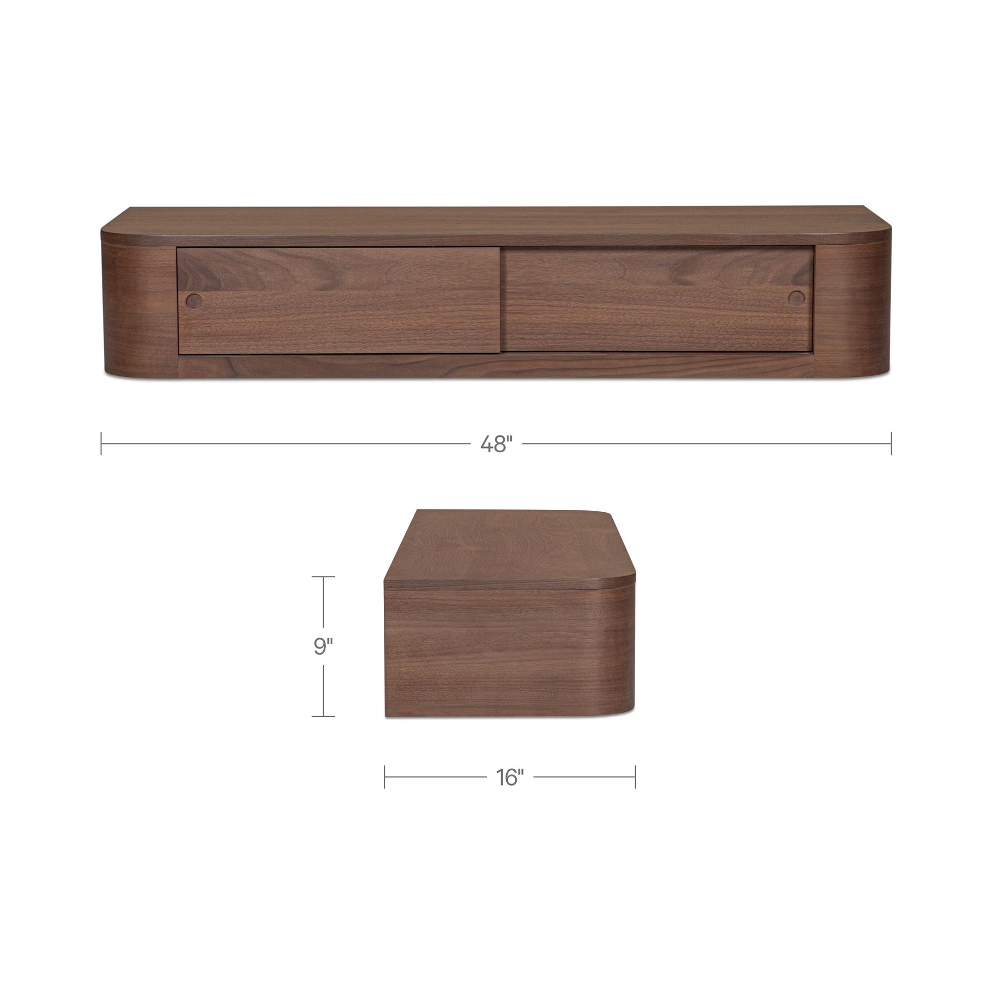 Round Off Floating Console Table Walnut by Moe's Home Collection - view 3