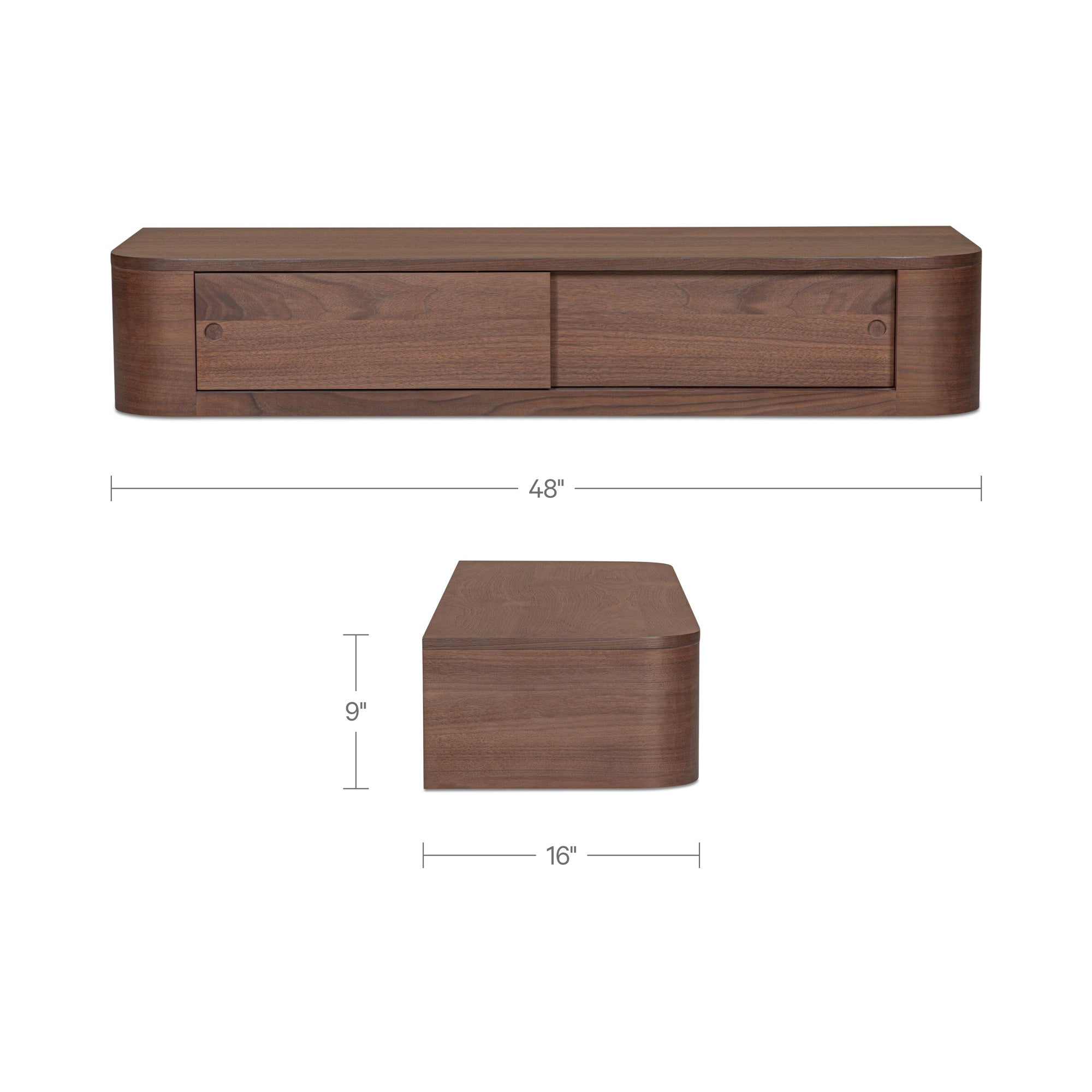 Round Off Floating Console Table Walnut by Moe's Home Collection - view 3