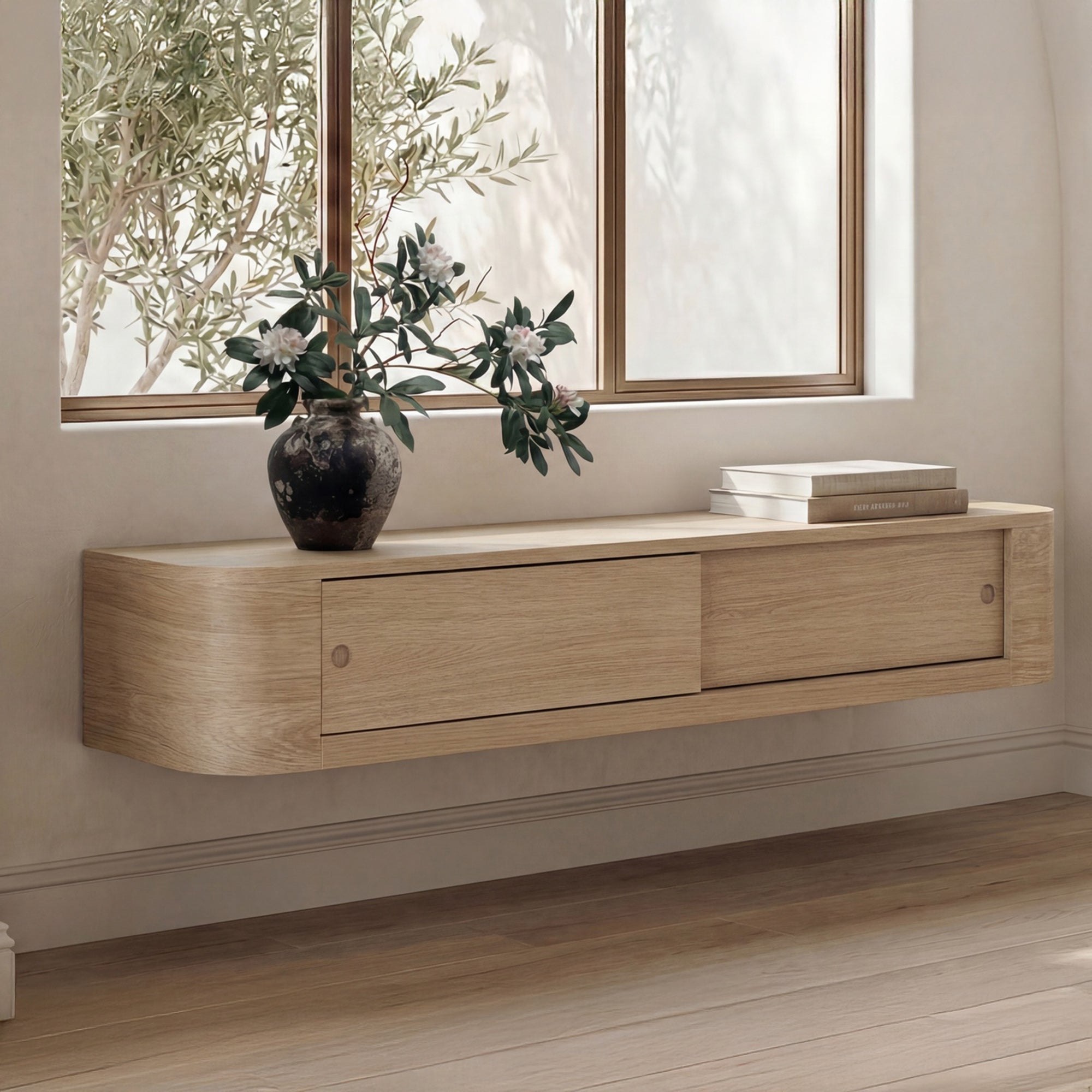 Round Off Floating Console Table Natural by Moe's Home Collection - view 2