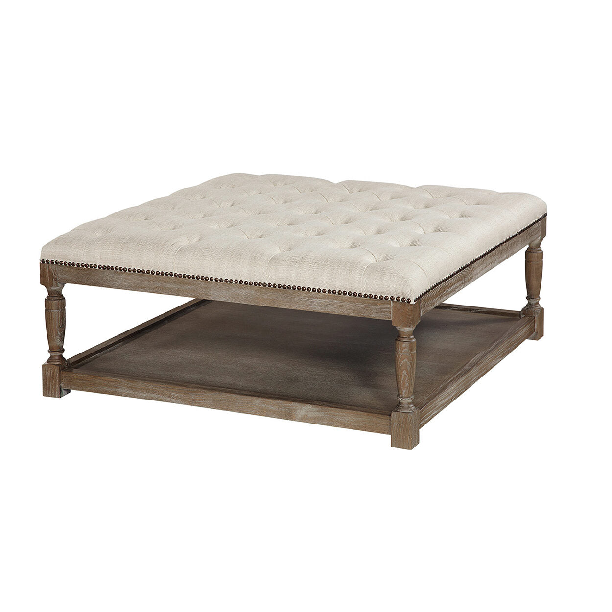 Thomas Square Cocktail Ottoman in Classic Linen