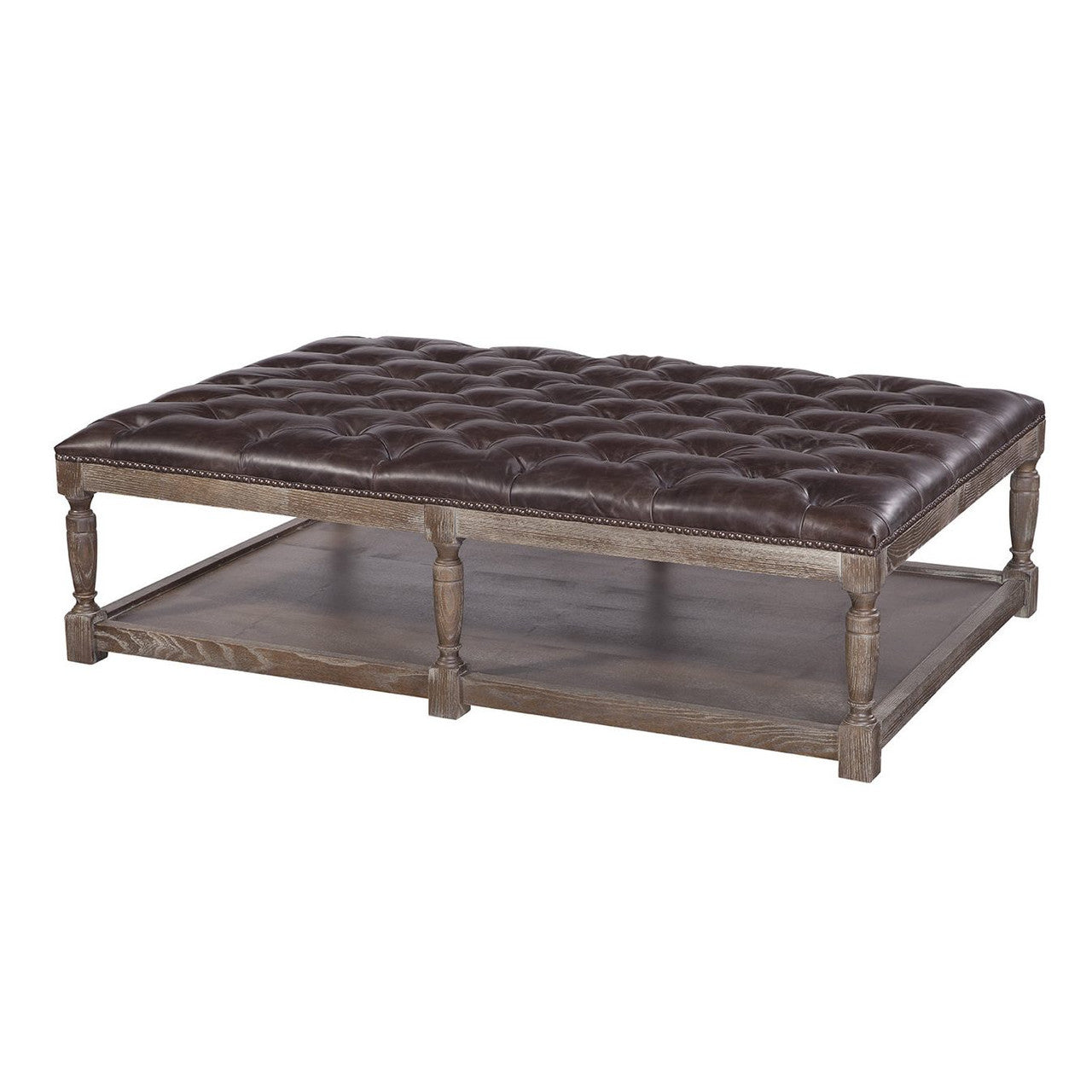 Mariana Chesterfield Tufted Leather Coffee Ottoman