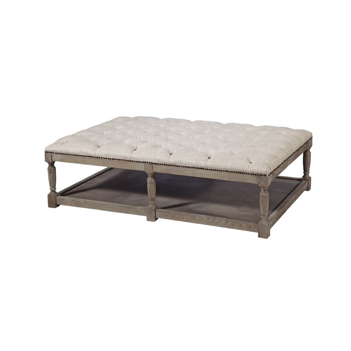 Thomas Rectangular Cocktail Ottoman in Classic Linen