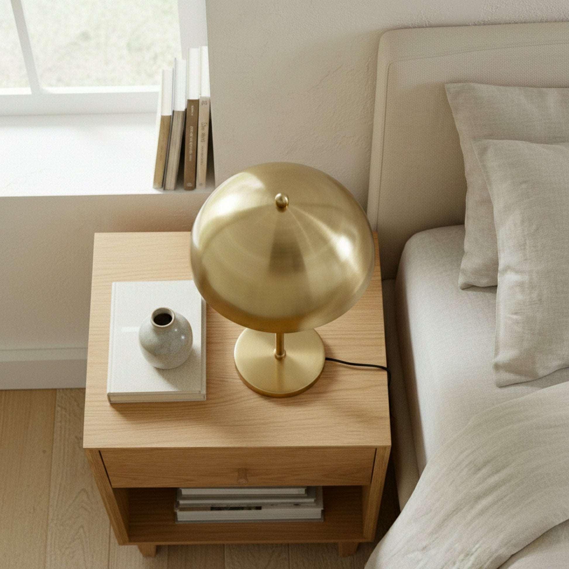 Tundra Table Lamp | Radiant Gold Dome and White Interior | Foundry Luxury Leather | Furniture