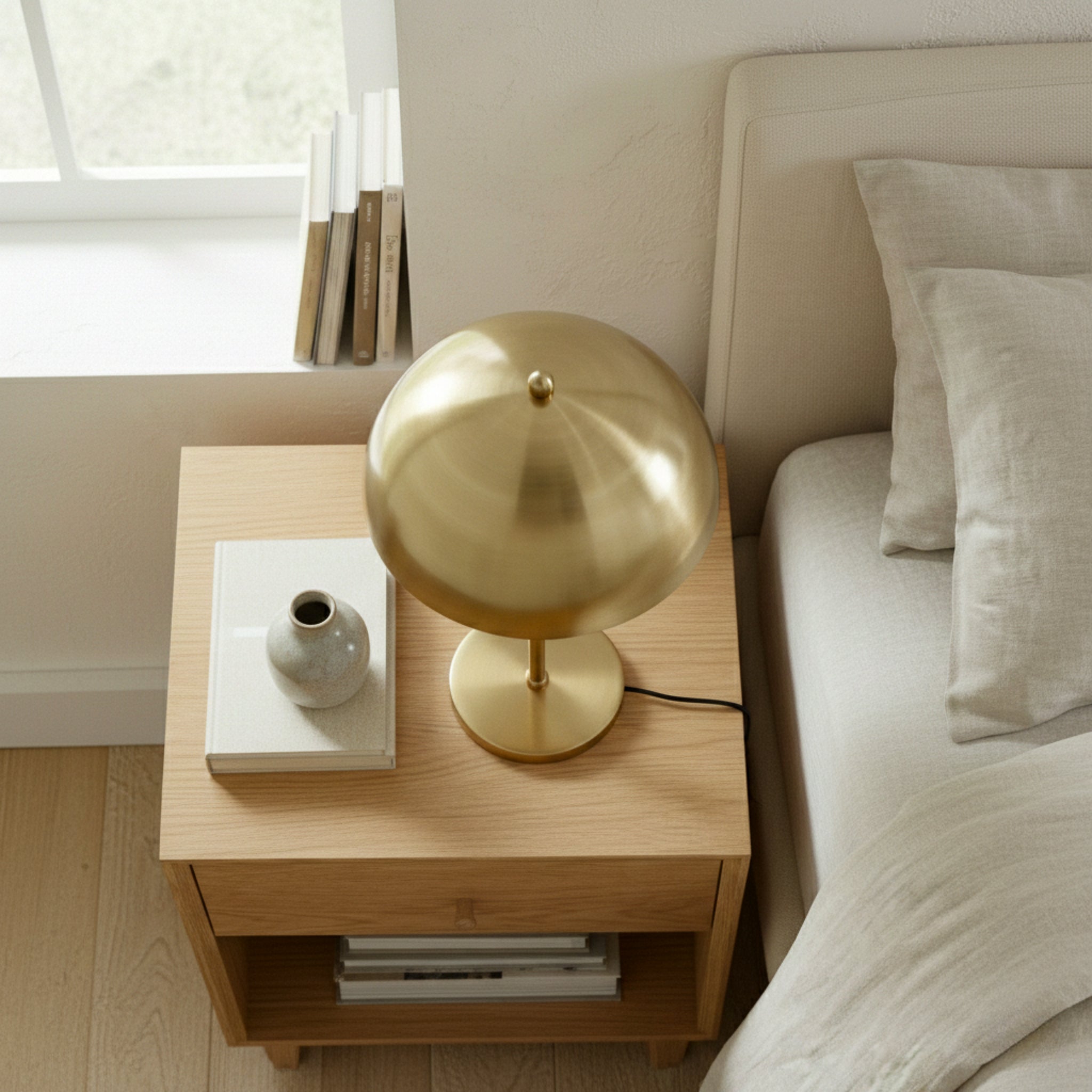 Tundra Table Lamp | Radiant Gold Dome and White Interior | Foundry Luxury Leather | Furniture