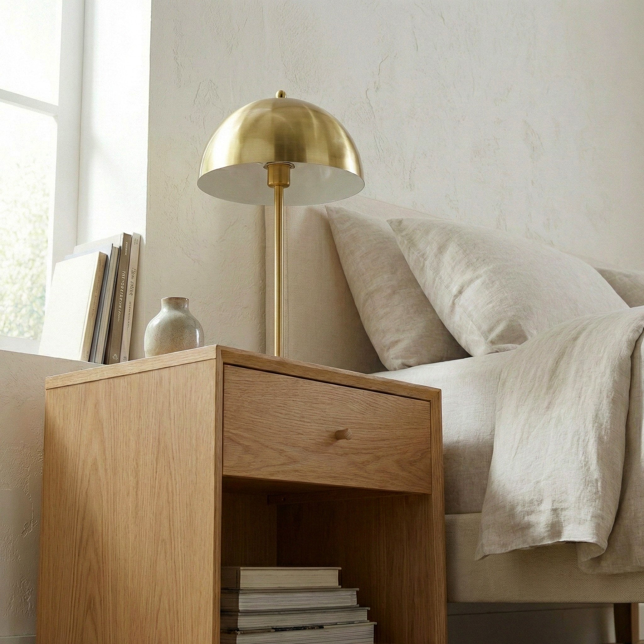 Tundra Table Lamp | Radiant Gold Dome and White Interior | Foundry Luxury Leather | Furniture