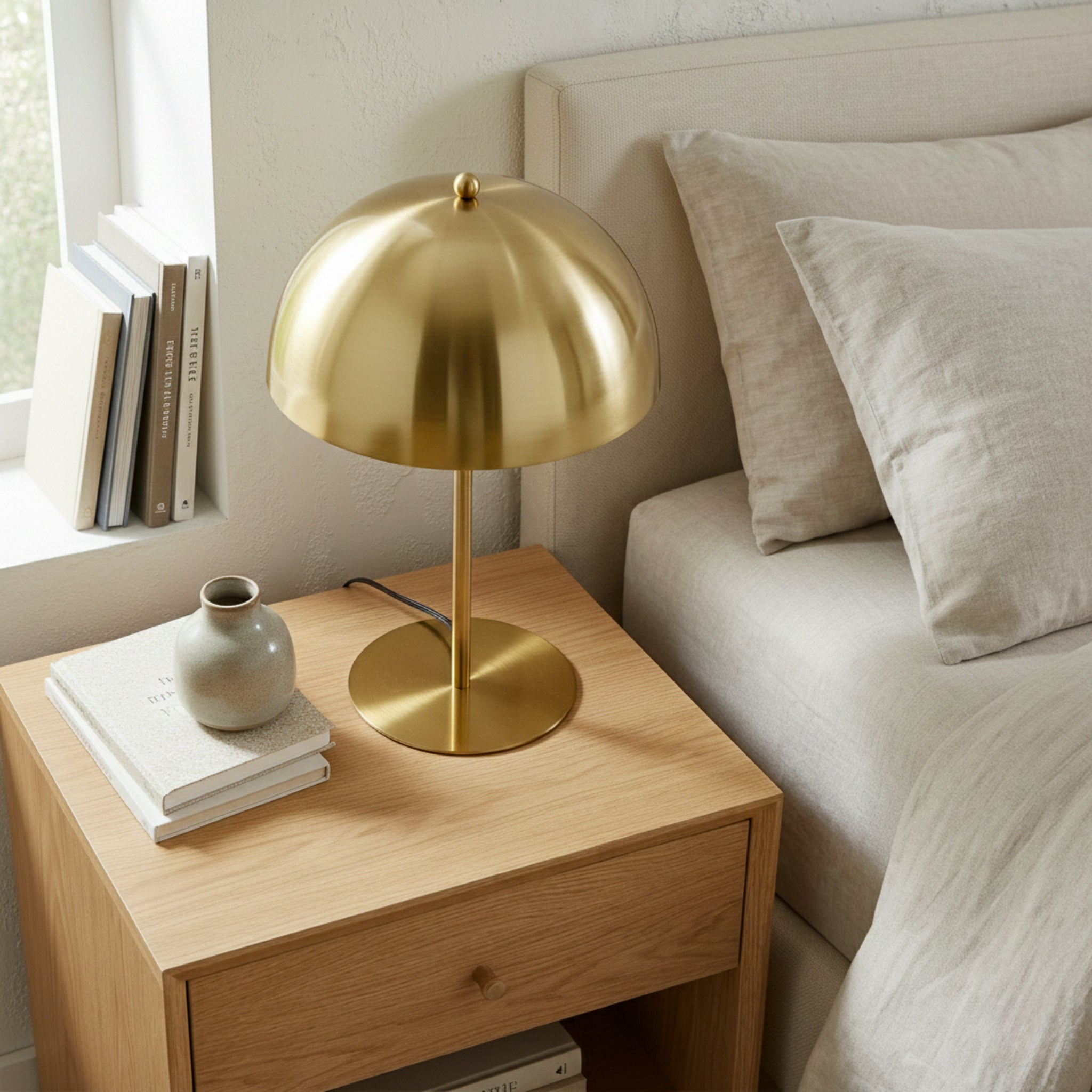 Tundra Table Lamp | Radiant Gold Dome and White Interior | Foundry Luxury Leather | Furniture